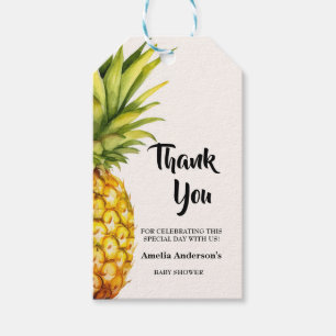 Waterverf Tropical Pineapple Baby shower Cadeaulabel
