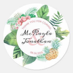 Waterverf Tropical Wedding Bedankt voor je komst Ronde Sticker
