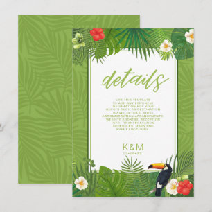 Waterverf Tropical Wedding Details Green ID577 Informatiekaartje