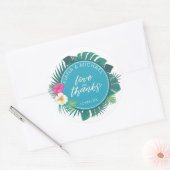 Waterverf Tropical Wedding Favor Blauwgroen ID577 Ronde Sticker (Envelop)