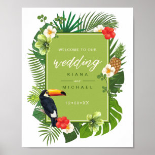 Waterverf Tropical Wedding Welcome Green ID577 Poster