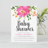 Waterverf Tropics Baby shower Uitnodiging (Staand voorkant)