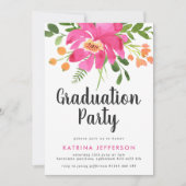 Waterverf Tropics Graduation Party Kaart (Voorkant)