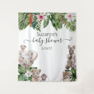 Waterverf Tropisch Baby Oerwoud Dieren Safari Tap Wandkleed