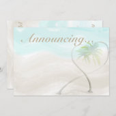 Waterverf Tropisch Beach Wedding Annouting Kaart (Voorkant / Achterkant)