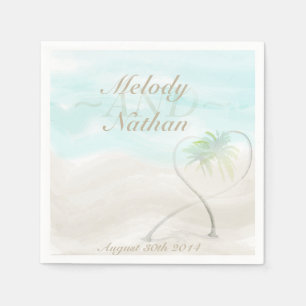 Waterverf Tropisch Beach Wedding Paper Napkins Servetten