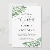 Waterverf tropisch botanisch huwelijk. Palmbladere Kaart (Voorkant)