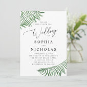 Waterverf tropisch botanisch huwelijk. Palmbladere Kaart (Staand voorkant)