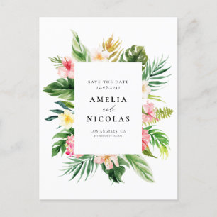 Waterverf Tropisch Botanisch Lijst Save the Date Briefkaart