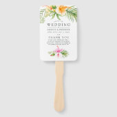 Waterverf Tropisch Floral Beach Wedding Programme Handwaaier (Voorkant)