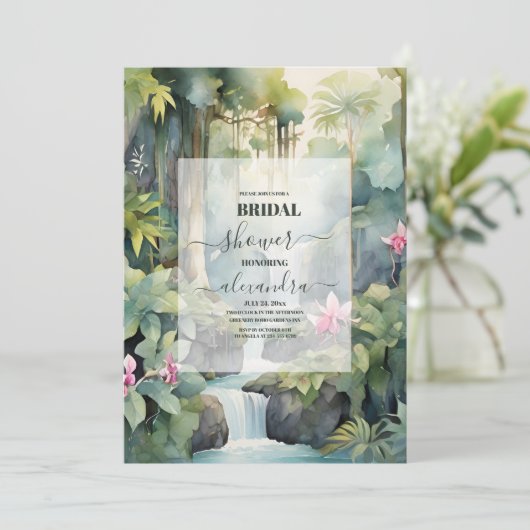 Waterverf Tropisch Flowers Summer Vrijgezellenfees Kaart (Staand voorkant)