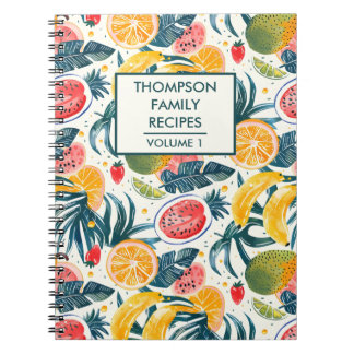 Waterverf tropisch fruit gepersonaliseerd recept notitieboek