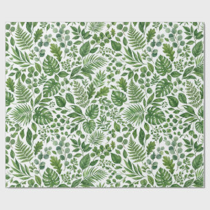 Waterverf Tropisch Groen Bladeren Patroon Cadeaupapier