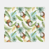 Waterverf Tropisch kokospatroon Fleece Deken (Voorkant (Horizontaal))