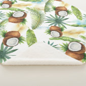 Waterverf Tropisch kokospatroon Sherpa Deken (3/4)