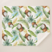 Waterverf Tropisch kokospatroon Sherpa Deken (Voorkant (horizontaal))