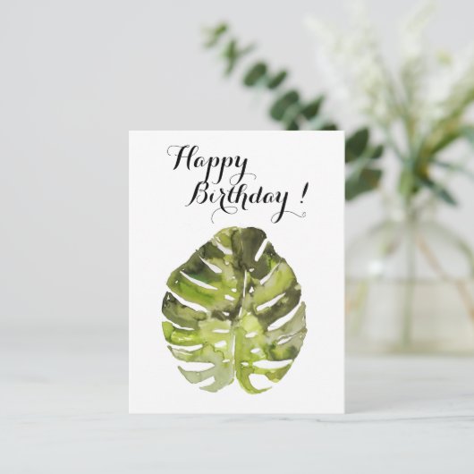 Waterverf Tropisch leren Briefkaart (Staand voorkant)