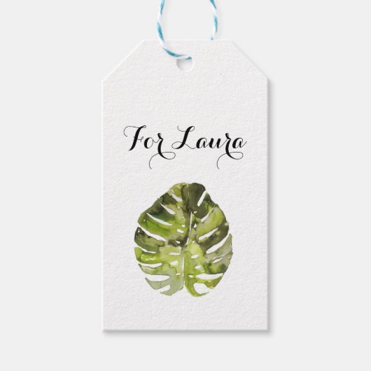 Waterverf Tropisch leren Cadeaulabel (Voorkant)