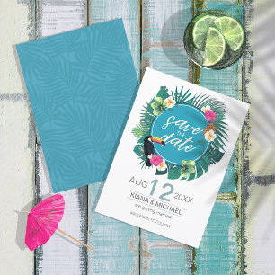 Waterverf Tropisch met Toucan Blauwgroen ID577 Save The Date