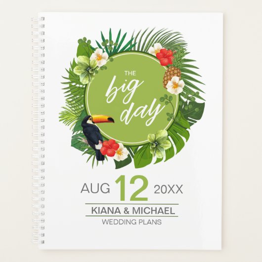 Waterverf Tropisch met Toucan Wedding Green ID577 Planner (Voorkant)