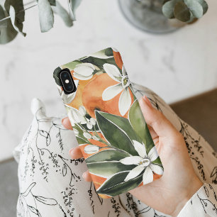 Waterverf Tropisch Oranje en bloemen iPhone XS Max Hoesje