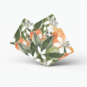 Waterverf Tropisch Oranje en bloemen Pokerkaarten