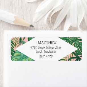 Waterverf Tropisch palm Floral Return Address Etiket
