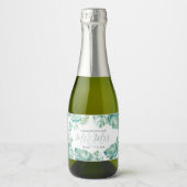 Waterverf Tropisch palm trekt bruiloft op Sparkling Wijnetiket (Voorkant)