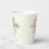 Waterverf Tropisch Roze Bloemen Aloha Baby shower Papieren Bekers (Rechts)