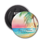 Waterverf Tropisch strand bruiloft Button Flesopener (Voorkant)
