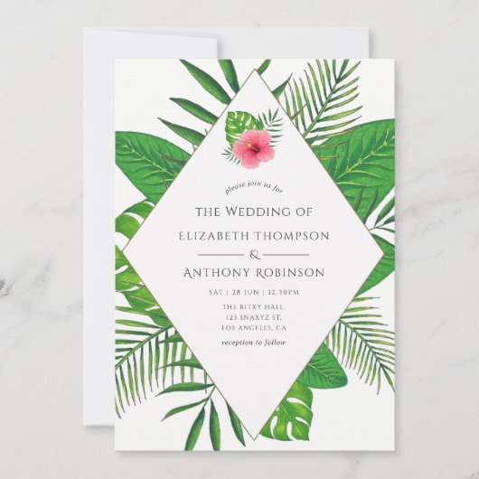Waterverf Tropisch strand bruiloft Kaart (Voorkant)