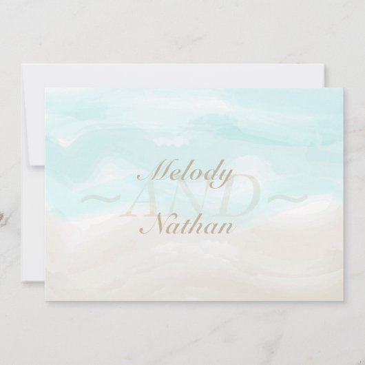 Waterverf Tropisch strand bruiloft Save The Date (Achterkant)