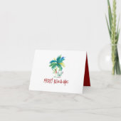 Waterverf Tropisch Strand Gevouwen Kerst Kaarten (Voorkant)