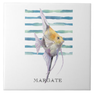 Waterverf TROPISCH VISstrand Tegeltje