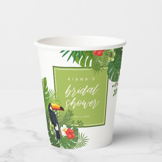 Waterverf Tropisch Vrijgezellenfeest Groene ID577 Papieren Bekers (Voorkant)