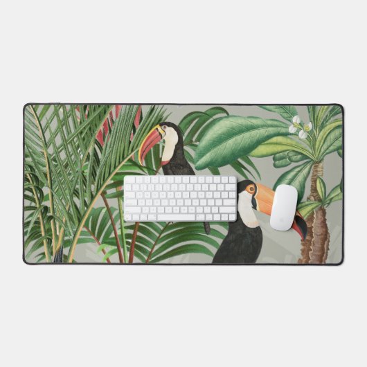 Waterverf Tropisch Woud & Toucan Vogels Bureaumat (Keyboard & Muis)