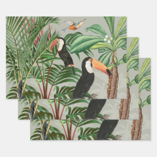 Waterverf Tropisch Woud & Toucan Vogels Inpakpapier Vel