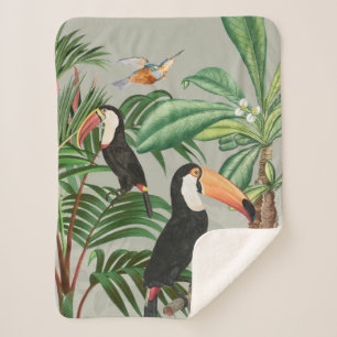 Waterverf Tropisch Woud & Toucan Vogels Sherpa Deken