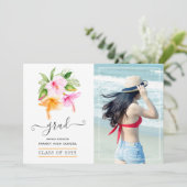 Waterverf Tropische Afstuderen strand Aankondiging (Staand voorkant)