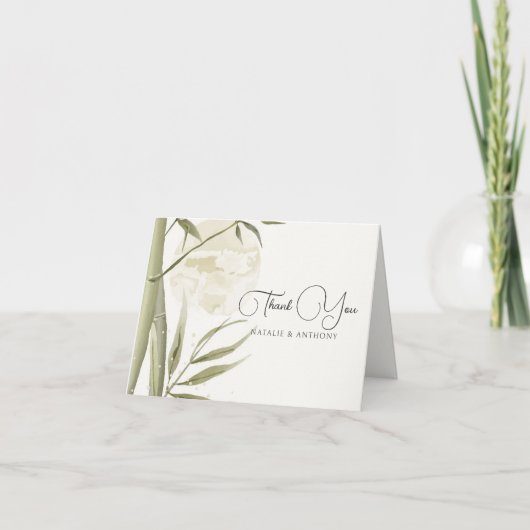 Waterverf Tropische bamboe - Hartelijk dank Bedankkaart (Voorkant)