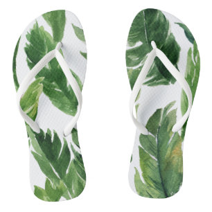 Waterverf Tropische Banaan Bladeren Patroon Teenslippers