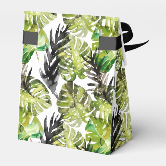 Waterverf Tropische bladeren bruiloft monogram Bedankdoosjes (Achterkant)