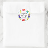 Waterverf Tropische bladeren bruiloft monogram Ronde Sticker (Tas)