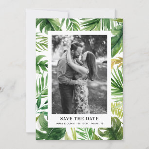 Waterverf Tropische Bladeren Frame Foto Foto Save The Date