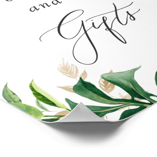 Waterverf Tropische bladeren Kaarten en cadeaubonb Poster (Hoek)