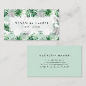 Waterverf Tropische bladeren met Abstracte vormen Visitekaartje (Voorkant / Achterkant)