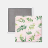 Waterverf tropische bladeren pastel magneet (Voorkant / Achterkant)