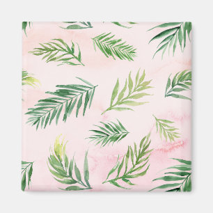Waterverf tropische bladeren pastel magneet