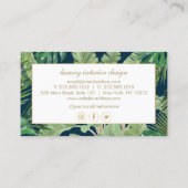 Waterverf Tropische bladeren Patroon op donkerblau Visitekaartje (Achterkant)