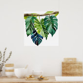 Waterverf Tropische bladeren Poster (Keuken)